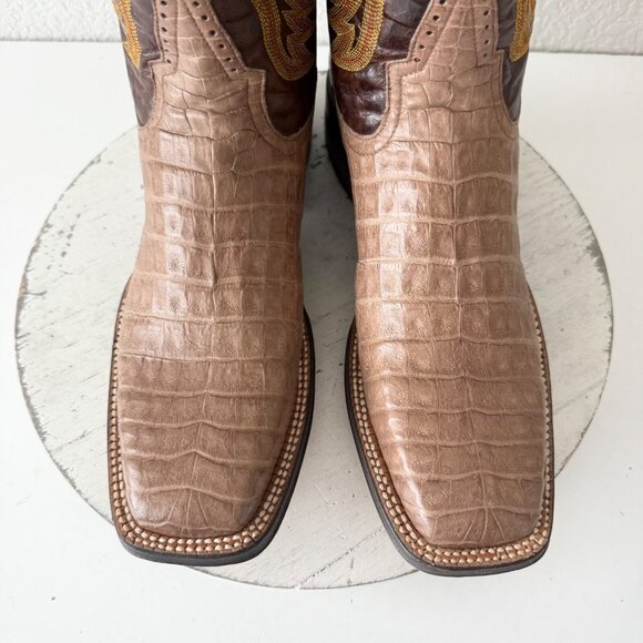 Rod Patrick Mens Cowboy Boots Size 11AAAA Brown Caiman Belly Western Square Toe - Picture 8 of 16